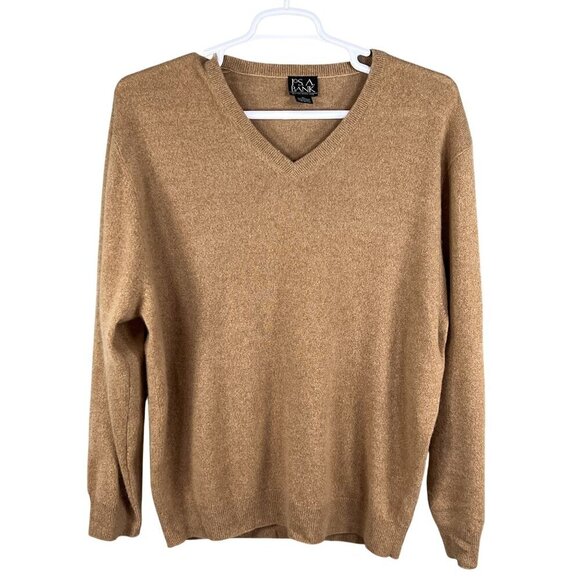 Jos. A. Bank Mens XL Tan Pullover V-Neck 100% Cashmere SOFT Sweater Quiet Luxury - Picture 5 of 14